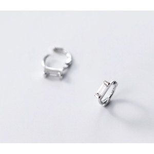 S925 Huggie Earrings- Silver&Clear-10mm SH012